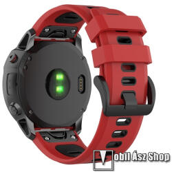  Okosóra szíj - PIROS / FEKETE - szilikon, sport, 26mm széles, QUICKFIT - Garmin Fenix 7X / 5X Plus / 5X Plus Sapphire / 6X / 6X Sapphire / 6X Pro / 6X Pro Solar / 6X Pro Sapphire / Quatix 3 / Descent 