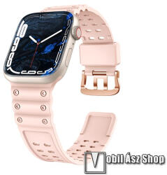  Okosóra szíj - RÓZSASZÍN - szilikon, állítható, csat - APPLE Watch Series 1/2/3 38mm / 4/5/6/SE 40mm / 7/8/9 41mm