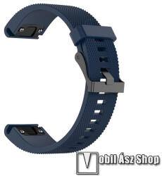  Okosóra szíj - SÖTÉTKÉK - szilikon, textúrált minta, 20mm széles, QUICKFIT - Garmin Fenix 7S / 6S / 6S Pro / 5S / 5S Plus / 5S Plus Sapphire