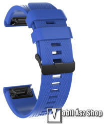  Okosóra szíj - SÖTÉTKÉK - szilikon, textúrált minta, 26mm széles, QUICKFIT - Garmin Fenix 7X / 5X Plus / 5X Plus Sapphire / 6X / 6X Sapphire / 6X Pro / 6X Pro Solar / 6X Pro Sapphire / Quatix 3 / Desc