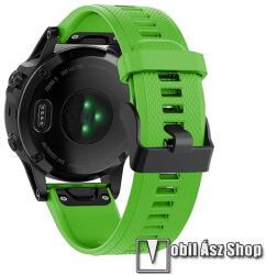 Okosóra szíj - ZÖLD - szilikon, textúrált minta, 22mm széles, QUICKFIT - Garmin Fenix 7 / 6 / 6 Pro / 6 Sapphire / Instinct / 5 / 5 Plus / 5 Plus Sapphire / Forerunner 935 / 745 / 945 / Quatix 3