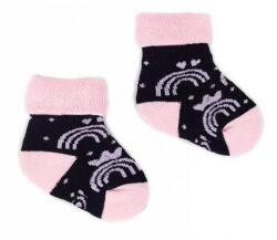 Yo! Baby frottír zokni 0-3 hó - fekete/rózsaszín - babyshopkaposvar