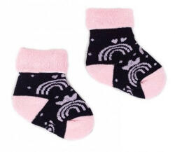 Yo! Baby frottír zokni 3-6 hó - fekete/rózsaszín - babastar