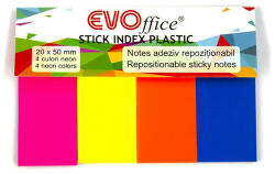 Evo Jelölőcímke 20x50mm, 4x25lap, papír, vegyes neon színek EVOffice (EV6D01) - iroszer24