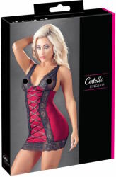 Cottelli Collection - exkluzív fűzős-csipkés ruha (piros-fekete) (27152951031) - shop