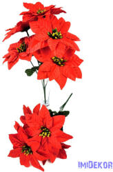  Mikulásvirág 5ágú selyemvirág csokor 33cm - Piros