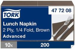 Tork papírszalvéta 2 rétegű 33x33 cm 1/4 hajtású 200 lap/csomag - barna