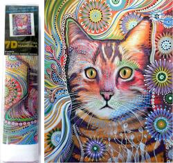 NORIMPEX - Puzzle Pictura cu diamant: Pisica uimita 30x40cm 7D - 1 - 39 piese