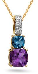 Arany gyémánt medál ametiszttel és London blue topázzal 0, 190 ct KU1653P