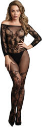 Le Désir Bodystocking with Off-Shoulder Long Sleeves Black XL-4XL