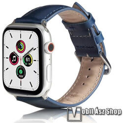 Okosóra szíj - SÖTÉTKÉK - PU bőr, csat, állítható - APPLE Watch Series 1/2/3 38mm / 4/5/6/SE 40mm / 7/8/9 41mm