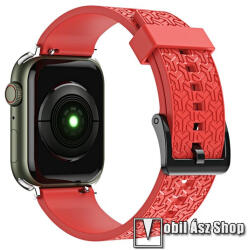  Okosóra szíj - PIROS - 3D minta, állítható - APPLE Watch Series 1/2/3 42mm / 4/5/6/SE 44mm / 7/8/9 45mm / Ultra / Ultra 2 49mm