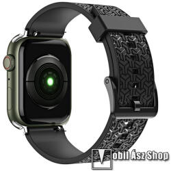  Okosóra szíj - FEKETE - 3D minta, állítható - APPLE Watch Series 1/2/3 42mm / 4/5/6/SE 44mm / 7/8/9 45mm / Ultra / Ultra 2 49mm