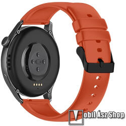  Okosóra szíj - NARANCS - szilikon, 20mm széles, csat, állítható - SAMSUNG Watch4 40mm / 42mm / 44mm / 46mm / Watch5 40mm / 44mm/ Pro / Active2 40mm / 44mm / Amazfit GTS 4 / HUAWEI Watch GT 3 42mm / Ve