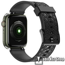Okosóra szíj - FEKETE - 3D minta, állítható - APPLE Watch Series 1/2/3 38mm / 4/5/6/SE 40mm / 7/8/9 41mm
