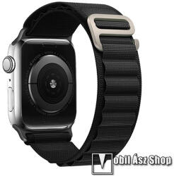  Okosóra Alpesi szíj - FEKETE - egybe­szőtt szövet­, Z kapocs, légáteresztő, állítható - APPLE Watch Series 1/2/3 42mm / 4/5/6/SE 44mm / 7/8/9 45mm / Ultra / Ultra 2 49mm