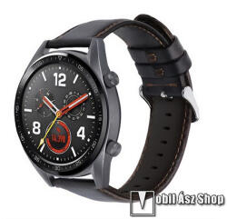 Okosóra szíj - SÖTÉTBARNA - PU bőr, 22mm széles, csat, állítható - HUAWEI Watch GT 3 46mm / GT 3 Pro 46mm / Watch 3 46mm / Watch 3 Pro 48mm / SAMSUNG Watch3 45mm / Xiaomi Watch S2 / Amazfit GTR 4 46mm