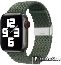  Okosóra szíj - fonott szövet - ZÖLD - állítható - APPLE Watch Series 1/2/3 42mm / 4/5/6/SE 44mm / 7/8/9 45mm / Ultra / Ultra 2 49mm