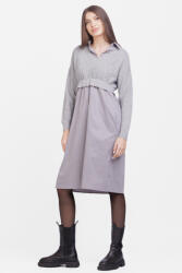 U See Rochie camasa din poplin de bumbac cu pulover angora, gri S/M