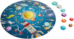 Hape Puzzle Sistemul Solar pentru copii, cu led si planete din lemn (102 piese) (E1625A) - drool Puzzle