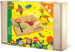 SES Creative Set constructie copii - Jucarie de indemanare cu ciocan si cuie - Hammer Tic in cutie din lemn de lux (00925)