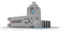 Lindy USB Port Locks 4x Blue+Key (LINDY_40452) (LINDY_40452)