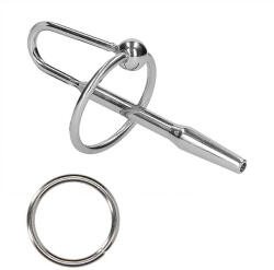  Ouch! Stainless Steel Penis Plug with Glans Ring - 0.3" / 8 mm