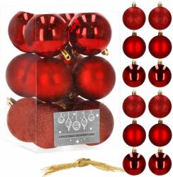 SPRINGOS karácsonyfa gömbök 6 cm 12 db - piros (CA0001)