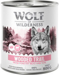 Wolf of Wilderness 6x800g Wolf of Wilderness nedves kutyatáp - Wooded Trails - Szárnyas borjúval