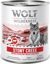 Wolf of Wilderness 6x800g Wolf of Wilderness Senior nedves kutyatáp - Stony Creek - Szárnyas marhával