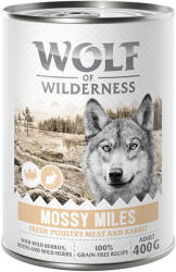 Wolf of Wilderness 6x400g Wolf of Wilderness Adult "Expedition" - Sok friss szárnyassal nedves kutyatáp - Mossy Miles - Szárnyas nyúllal