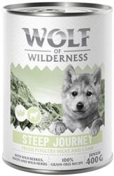 Wolf of Wilderness 6x400g Wolf of Wilderness Junior Expedition nedves kutyatáp - Steep Journey - Szárnyas báránnyal