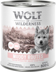 Wolf of Wilderness 6x800g Wolf of Wilderness Junior Expedition nedves kutyatáp - Muddy Routes - Szárnyas sertéssel
