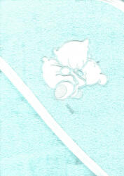 Trimex kapucnis, frottír fürdőlepedő 100*110 cm - menta ölelő maci - babyshopkaposvar