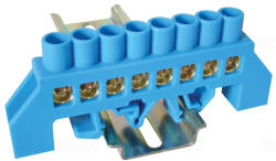 Tracon Szigetelt földelősín (N/PE), kék 230/400V, 100A, 8×12mm, 8P, IP20 NPE-B8-8 (-B8-8)