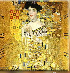 Diamant Üveg falióra 30x30cm, Klimt: Adele (Arany nő)