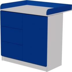 Peti Duo 1 ajtós, 3 fiókos 90-es pelenkázó szekrény PUSH OPEN rendszerrel - Fehér/kék