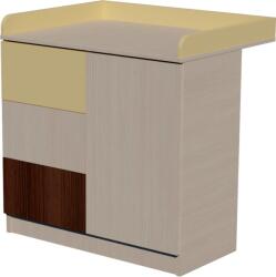 Peti Trio 1 ajtós, 3 fiókos 90-es pelenkázó szekrény PUSH OPEN rendszerrel - bézs/világos sonoma/mokka