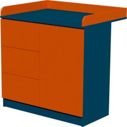  Peti Duo 1 ajtós, 3 fiókos 90-es pelenkázó szekrény PUSH OPEN rendszerrel - Indigo/narancssárga