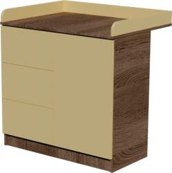  Peti Duo 1 ajtós, 3 fiókos 90-es pelenkázó szekrény PUSH OPEN rendszerrel - Sötét sonoma/bézs