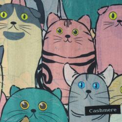 Onore Fular dama, Onore, maro, turcoaz si roz, 202 x 71 cm, casmir, model pisici