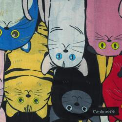 Onore Fular dama, Onore, negru, galben si albastru, 202 x 71 cm, casmir, model pisici