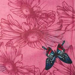 Onore Fular dama, Onore, roz, rosu si albastru, 202 x 71 cm, casmir, model fluturi