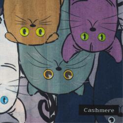 Onore Fular dama, Onore, bleumarin, gri si mov, 202 x 71 cm, casmir, model pisici