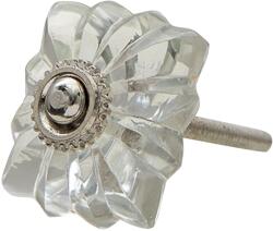 Clayre & Eef Buton mobila din fier si sticla transparenta 4x4x3 cm (64983deco)