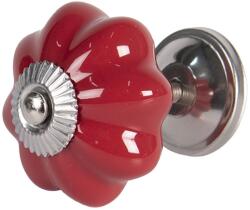 Clayre & Eef Buton mobila din fier si ceramica rosie 4 cm (64382deco)
