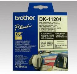 Brother DK-11204 etichetă adezivă pretăiată 400 buc/rolă 17mm x 54mm alb DK11204 (DK11204)