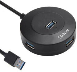 Spacer HUB extern SPACER, porturi USB: USB 3.0 X 1, USB 2.0 x 3, conectare prin USB 3.0, cablu 1m, Plastic ABS, Negru, (timbru verde 0.8 lei), "SPHB-USB-4U-02 (SPHB-USB-4U-02) - vexio