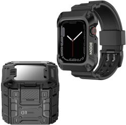 Lito Husa pentru Apple Watch 4 / 5 / 6 / SE / SE 2 (44mm) + Curea - Lito Metal RuggedArmor (LS002) - Black (KF2316155) - vexio