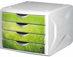 HELIT Dulap de arhivare, plastic, 4 sertare, HELIT Chameleon, alb-verde (H6129650)